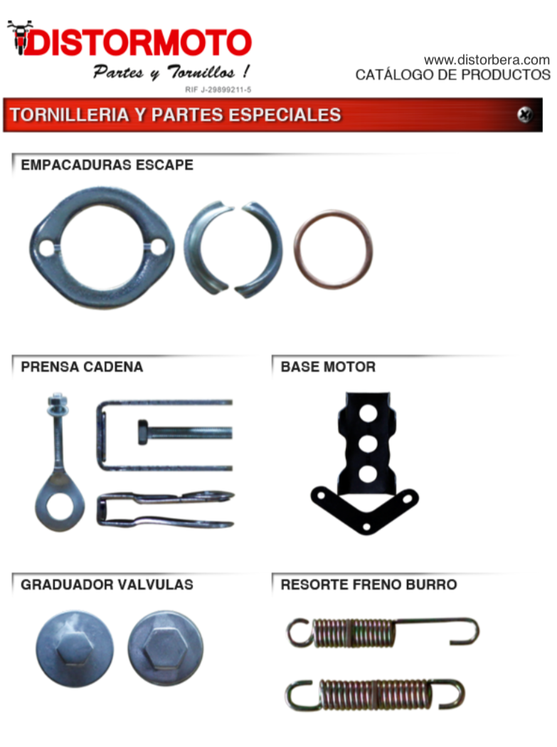Tornillería y partes especiales